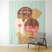 Ice Cream Sundae Persoonlijke kinderen Birthday Pa Wandkleed (In situ)