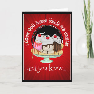Ice Cream Sundae Red Black Fun for Husband Modern Feestdagen Kaart