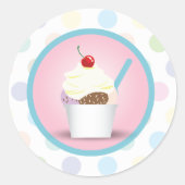 Ice Cream Sundae Ronde Sticker (Voorkant)