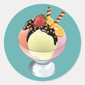 Ice Cream Sundae Ronde Sticker (Voorkant)