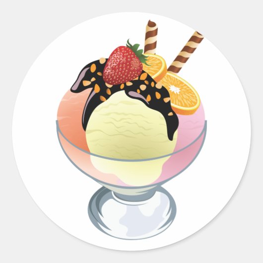 Ice Cream Sundae Ronde Sticker (Voorkant)