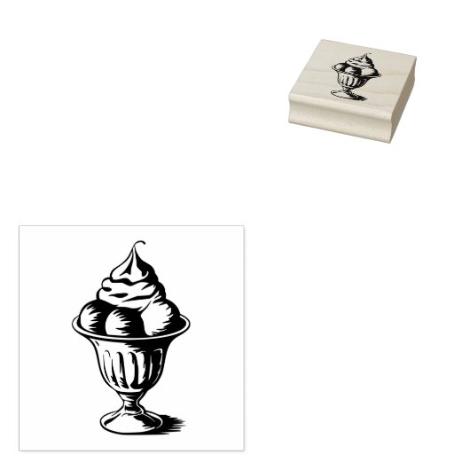 Ice Cream Sundae Rubberstempel (Gestempeld)
