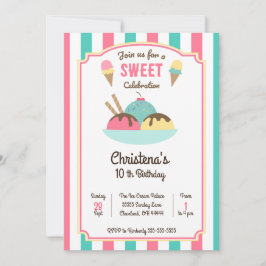 Ice Cream Sundae Sociale Verjaardagsfeestuitnodigi Kaart