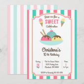 Ice Cream Sundae Sociale Verjaardagsfeestuitnodigi Kaart (Voorkant / Achterkant)