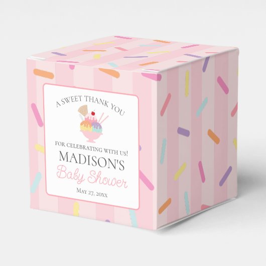 Ice Cream Sundae Sprinkled Baby Shower Favor Box Bedankdoosjes (Voorkant Zijde)