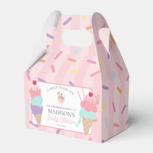 Ice Cream Sundae Sprinkled Baby shower gunstbox Bedankdoosjes (Voorkant Zijde)