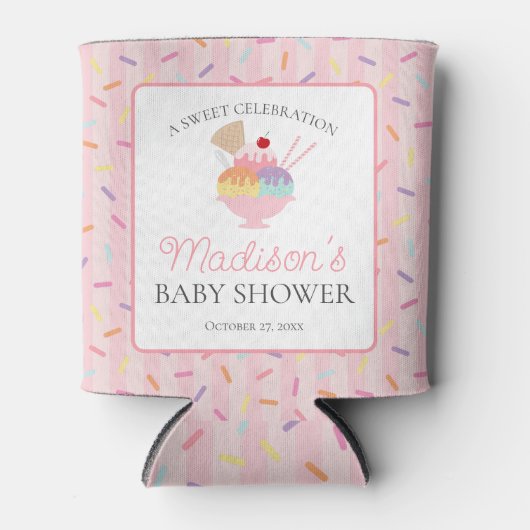 Ice Cream Sundae Sprinkled Sweet Baby shower Favor Blikjeskoeler (Voorkant)