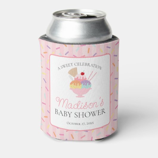 Ice Cream Sundae Sprinkled Sweet Baby shower Favor Blikjeskoeler (Blikje Achterkant)