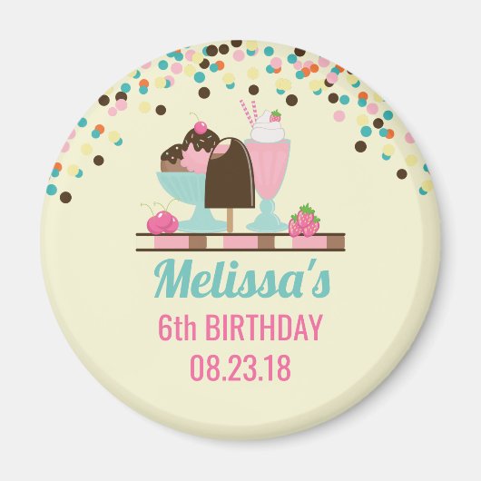 Ice Cream Sundae Summery behandelt Birthday Magneet (Voorkant)