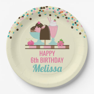Ice Cream Sundae Summery behandelt Birthday Papieren Bordje