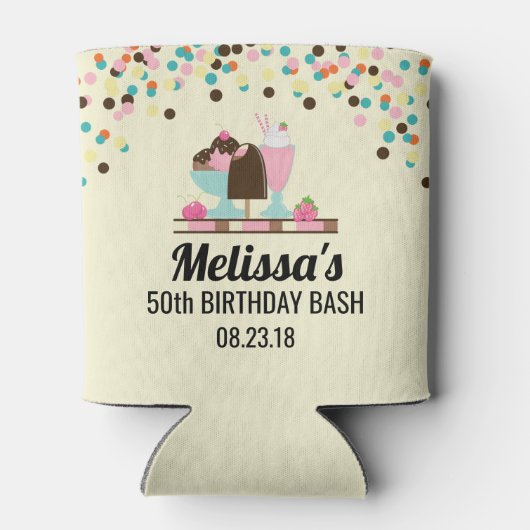 Ice Cream Sundae Summery Treats Birthday Bash Blikjeskoeler (Achterkant)