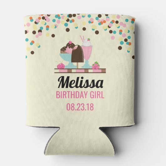 Ice Cream Sundae Summery Treats Verjaardag Meisje Blikjeskoeler (Achterkant)