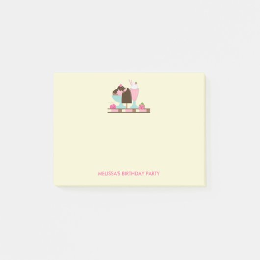 Ice Cream Sundae Summery Treats Verjaardagsfeest Post-it® Notes (Voorkant)