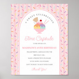 Ice Cream Sundae Sweet One Birthday Time Capsule Poster