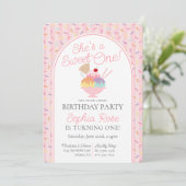 Ice Cream Sundae Sweet One Eerste Verjaardagsfeest Kaart (Staand voorkant)