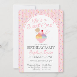 Ice Cream Sundae Sweet One Eerste Verjaardagsfeest Kaart