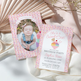 Ice Cream Sundae Sweet One Eerste Verjaardagsfeest Kaart