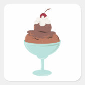Ice Cream Sundae Vierkante Sticker (Voorkant)