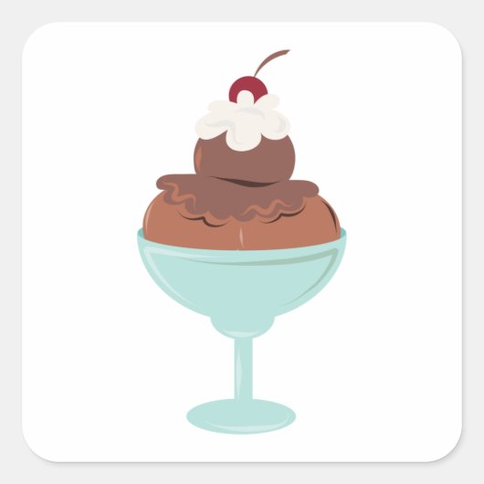 Ice Cream Sundae Vierkante Sticker (Voorkant)