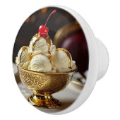 Ice Cream Sundae with Gold Syrup Keramische Knop (Rechts)