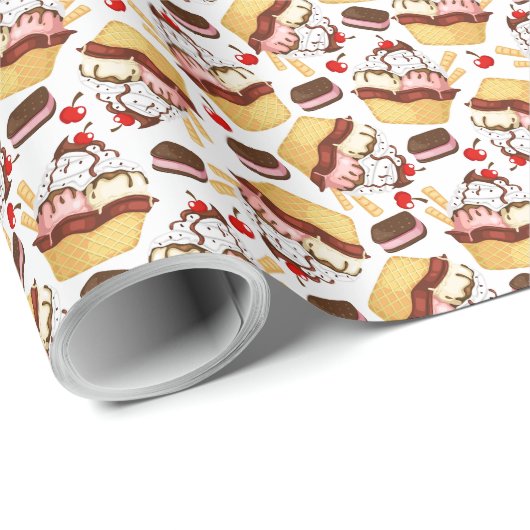 Ice Cream Sundae Wrapping Paper Cadeaupapier (Rol Hoek)