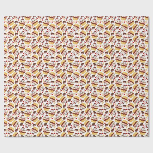 Ice Cream Sundae Wrapping Paper Cadeaupapier (Vlak)