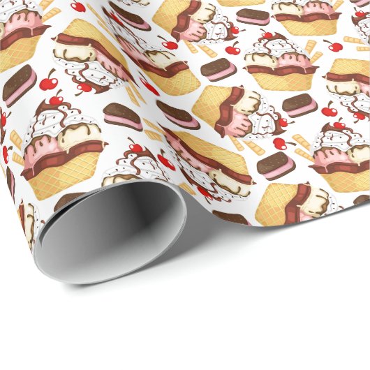 Ice Cream Sundae Wrapping Paper Cadeaupapier (Rol Hoek)
