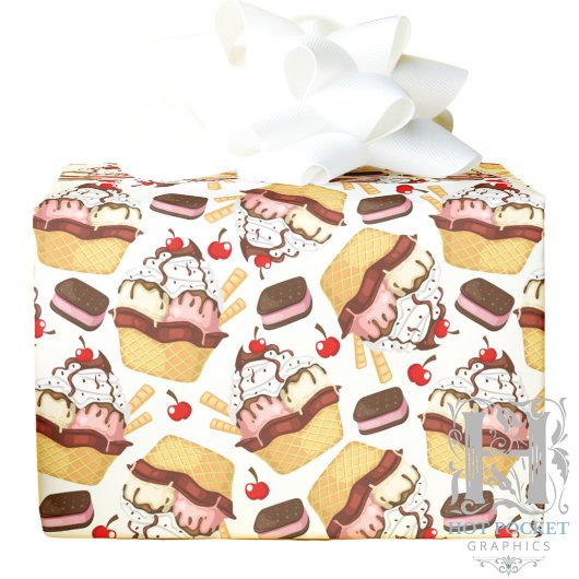 Ice Cream Sundae Wrapping Paper Cadeaupapier