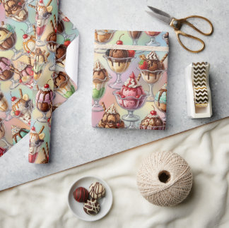 Ice Cream Sundae Wrapping Paper Cadeaupapier