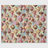 Ice Cream Sundae Wrapping Paper Cadeaupapier (Vlak)