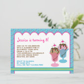 Ice Cream Sunday Birthday Party Invitation Kaart (Staand voorkant)