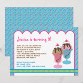 Ice Cream Sunday Birthday Party Invitation Kaart (Voorkant / Achterkant)