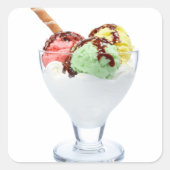 Ice Cream Sunday Vierkante Sticker (Voorkant)