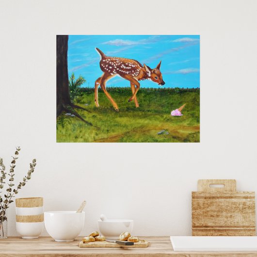 Ice Cream Surprise Deer Fine Art Poster (Keuken)