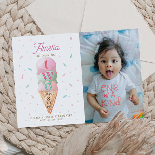 Ice Cream Sweet 2e Verjaardagsfeestfoto Kaart