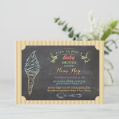 Ice Cream Sweet Baby shower Chalk Stripe Invite Kaart (Staand voorkant)