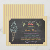 Ice Cream Sweet Baby shower Chalk Stripe Invite Kaart (Voorkant / Achterkant)