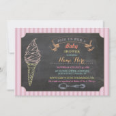 Ice Cream Sweet Baby shower Chalk Stripe Uitnodige Kaart (Voorkant)
