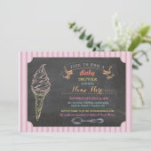 Ice Cream Sweet Baby shower Chalk Stripe Uitnodige Kaart (Staand voorkant)