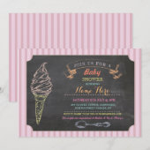Ice Cream Sweet Baby shower Chalk Stripe Uitnodige Kaart (Voorkant / Achterkant)