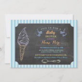 Ice Cream Sweet Baby shower Chalk Stripe Uitnodige Kaart (Voorkant)