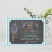 Ice Cream Sweet Baby shower Chalk Stripe Uitnodige Kaart (Staand voorkant)