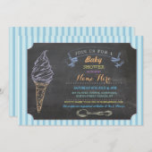 Ice Cream Sweet Baby shower Chalk Stripe Uitnodige Kaart (Voorkant / Achterkant)