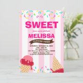 Ice-Cream Sweet Baby Sprinkle Snoep Birthday Kaart (Staand voorkant)