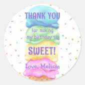 Ice Cream Sweet Birthday Classic Ronde Sticker (Voorkant)