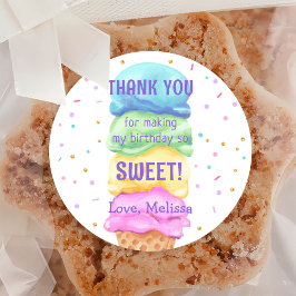 Ice Cream Sweet Birthday Classic Ronde Sticker