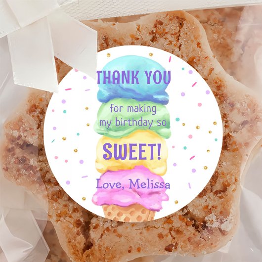 Ice Cream Sweet Birthday Classic Ronde Sticker