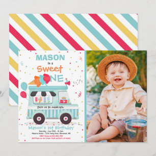 Ice Cream Sweet Birthday Ice Cream Truck Invitatio Kaart