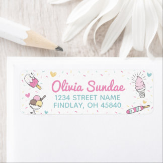 Ice Cream Sweet Celebration Birthday Party Address Etiket