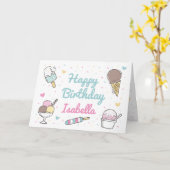 Ice Cream Sweet Celebration Happy Birthday Kaart (Gele Bloem)